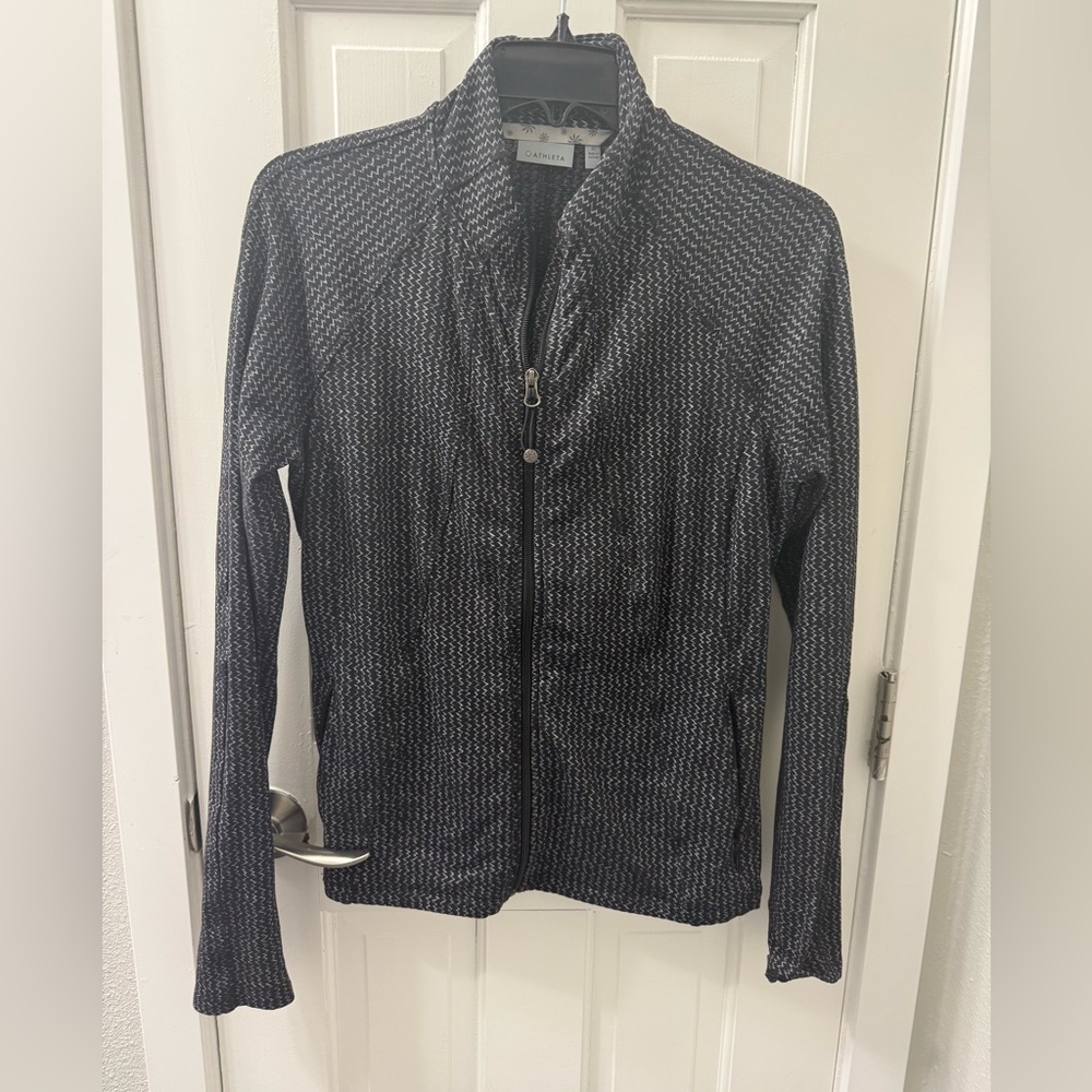 Athleta Heartbeat Hope Herringbone Full Zip Athletic Jacket | Medium